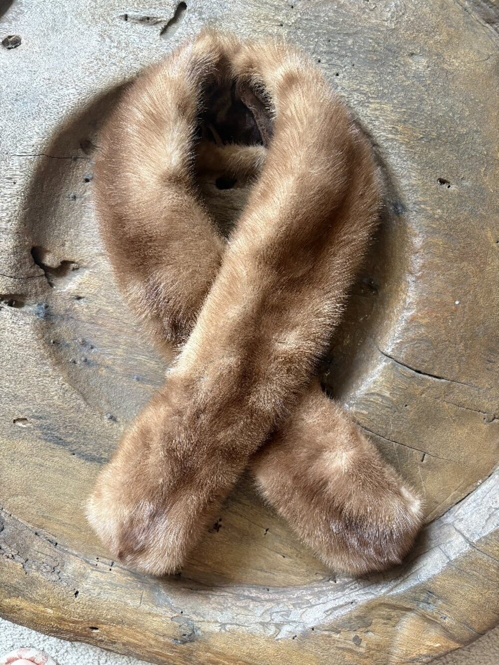 Vintage pastel mink fur ascot collar likely 1960s retro glam
